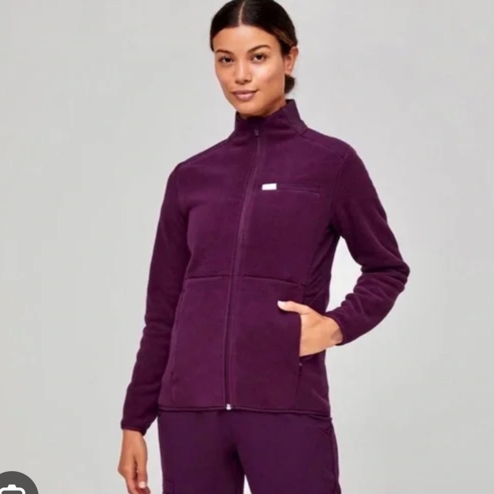 FIGS Women’s On-Shift Fleece Jacket Deep Purple 1948 Size XS